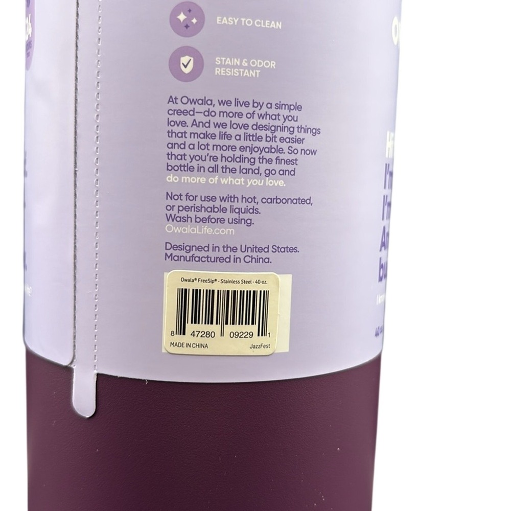 Owala 40oz Stainless Steel Water Bottle in JazzFest purple, yellow, sold out - Picture 2 of 6